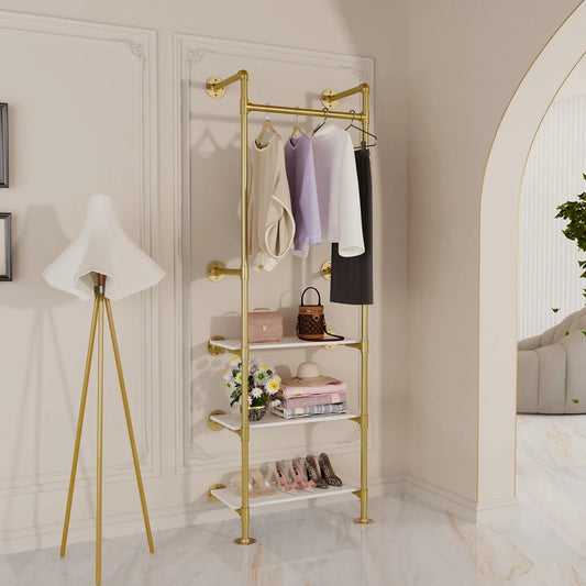 Industrial Gold Clothes Rack