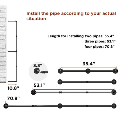 Industrial Pipe Wall-Mounted Clothing Rack