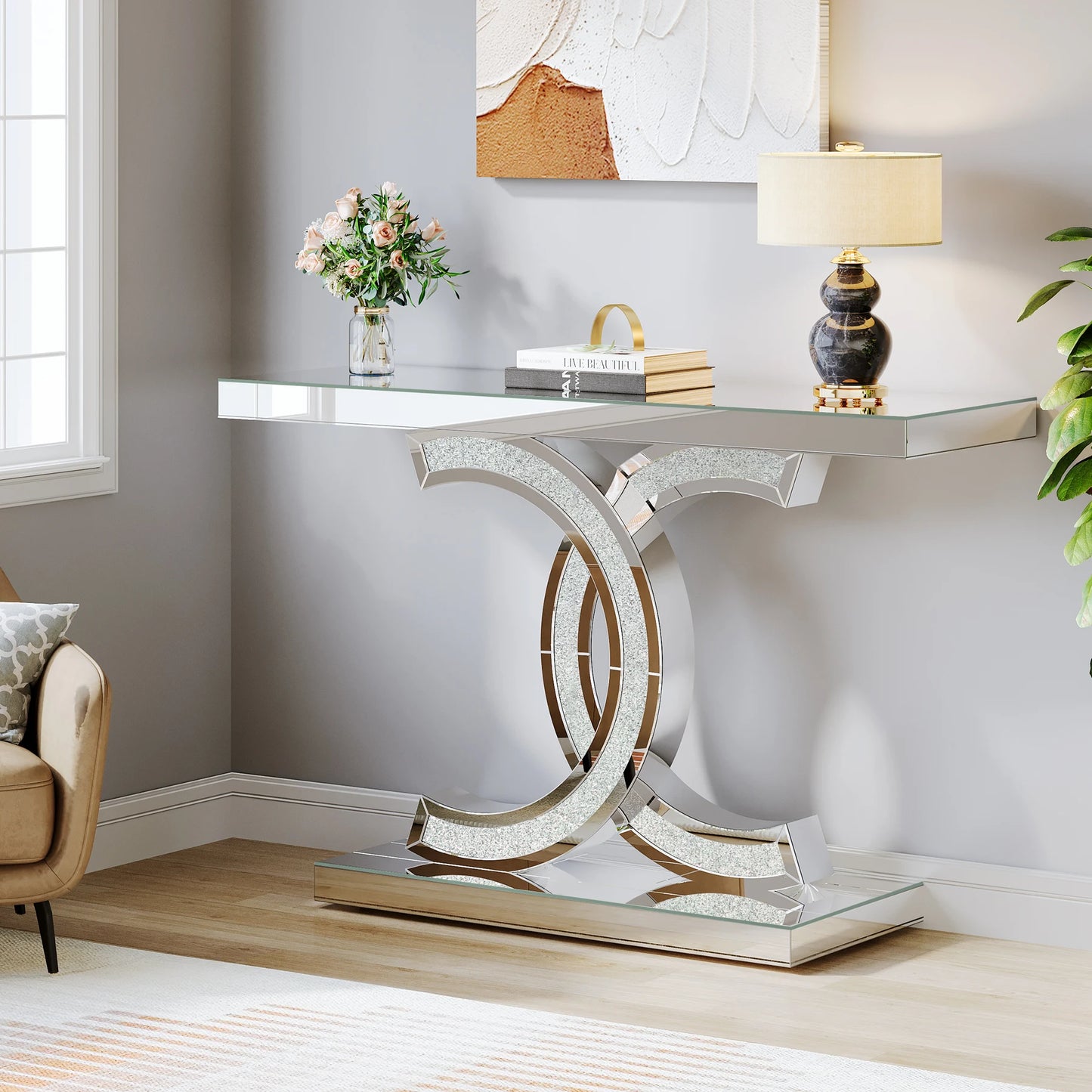 Gold Faux Marble Console