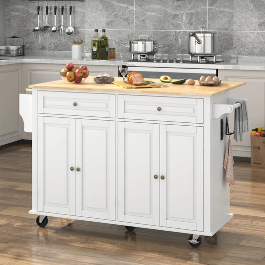 Movable kitchen table with spice rack