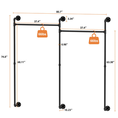 Industrial Wall Clothes Rod