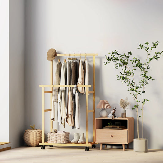 Double Bamboo Clothes Organizer