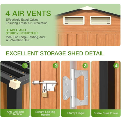 5×3 Outdoor Metal Storage Shed