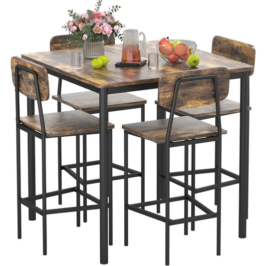 4-Person Industrial Dining Table Set
