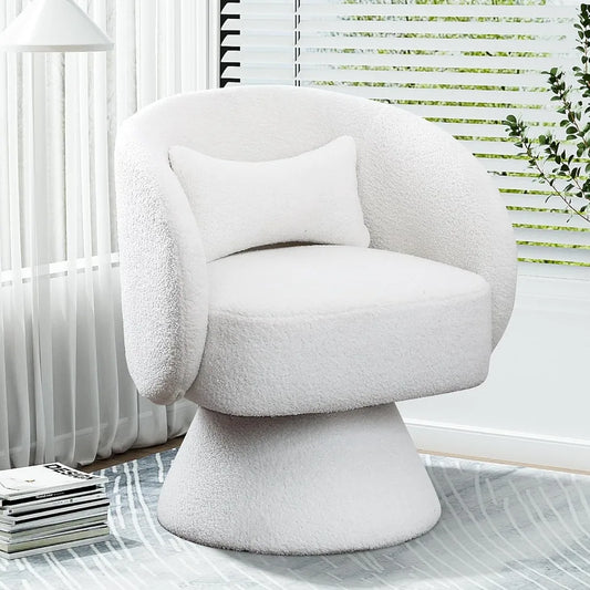 Boucle Barrel Swivel Chair