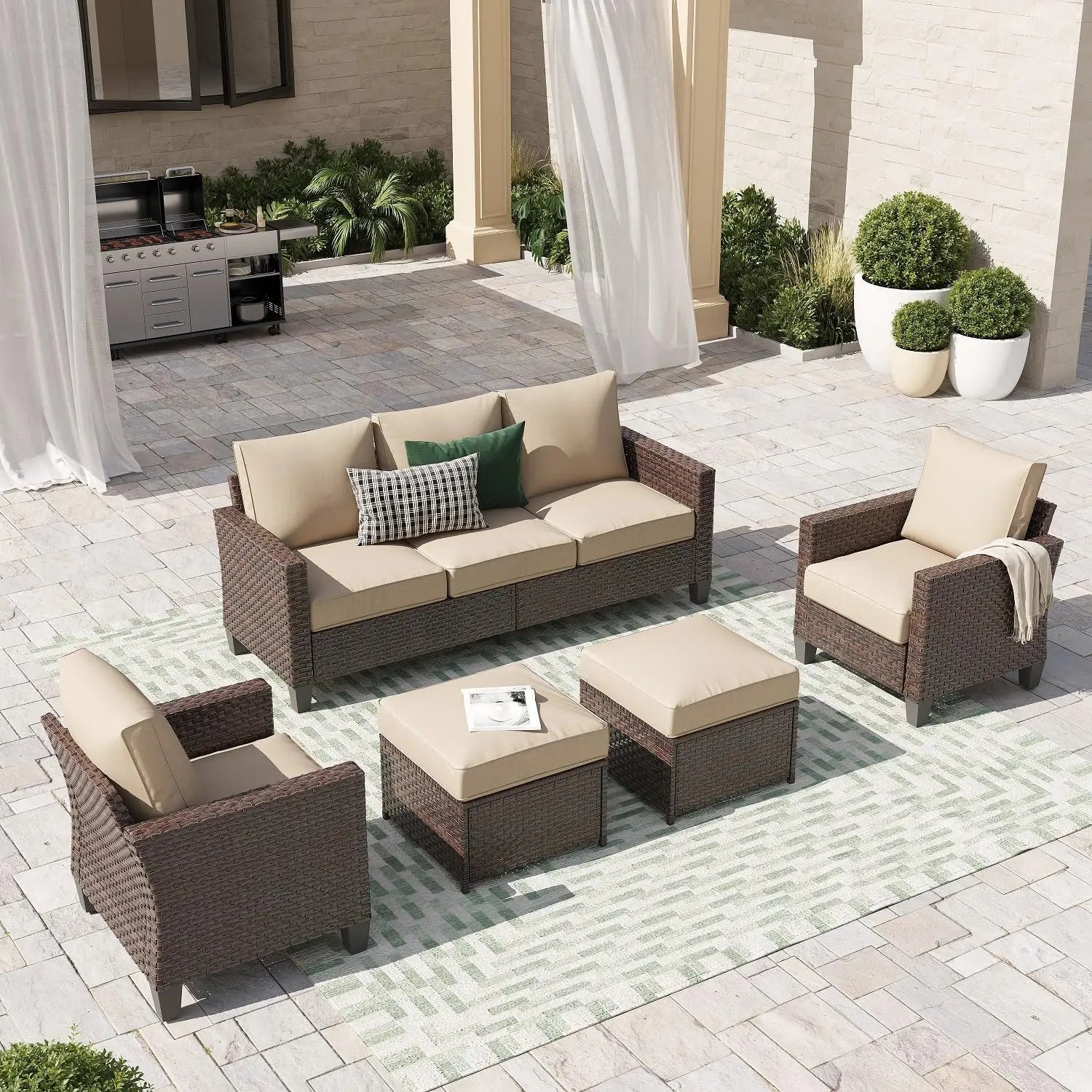 6-Piece Wicker Firepit Set