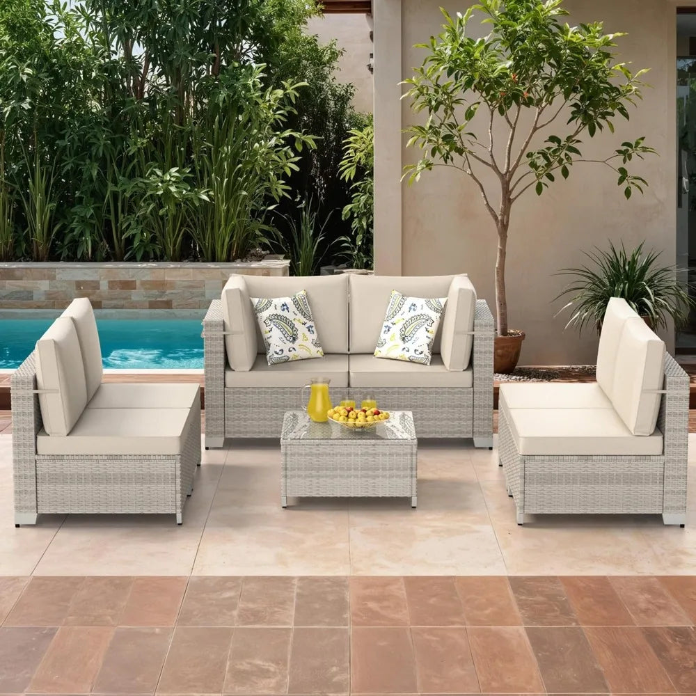 7-Piece Outdoor Wicker Sectional