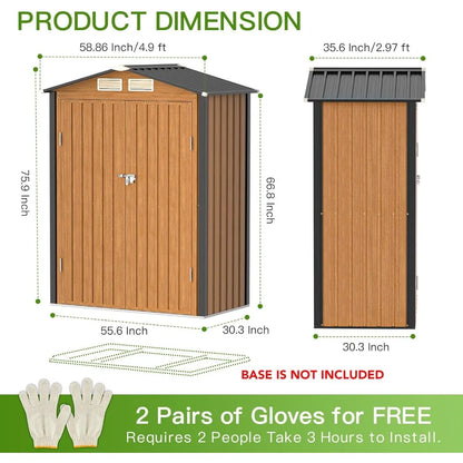 5×3 Outdoor Metal Storage Shed