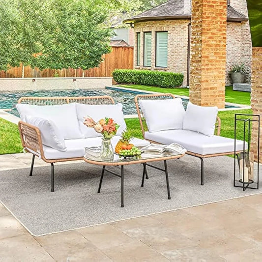 Rope Woven Patio Sofa Set