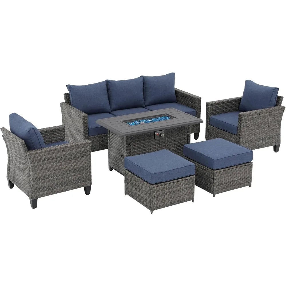 6-Piece Wicker Firepit Set