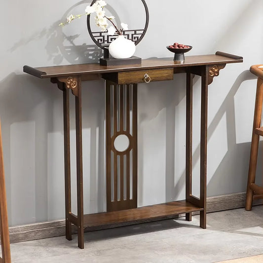 Chinese Style Console Table with Drawer & Shelf
