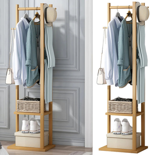 Bamboo Coat and Shoe Organizer Rack
