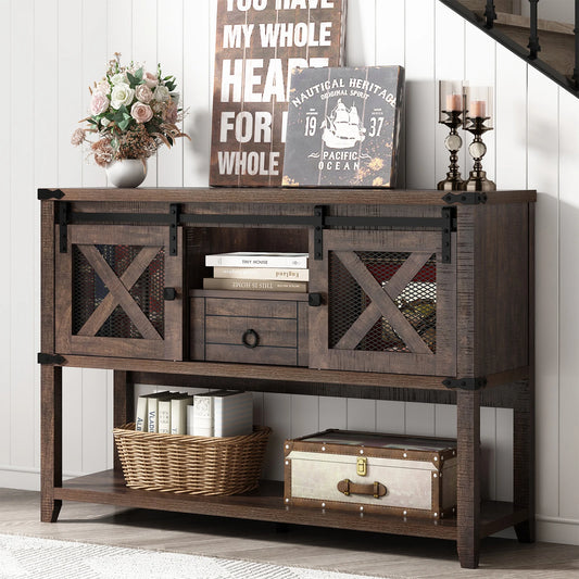 Entryway Table with Sliding Barn Doors