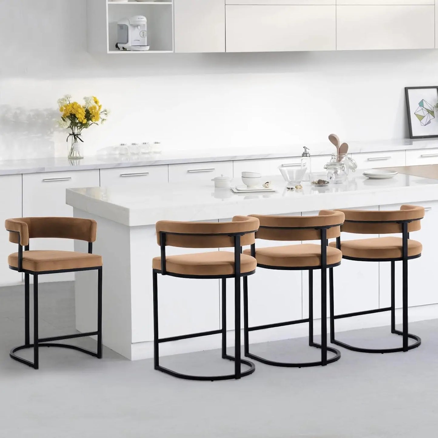 Velvet Barrel Bar Stools