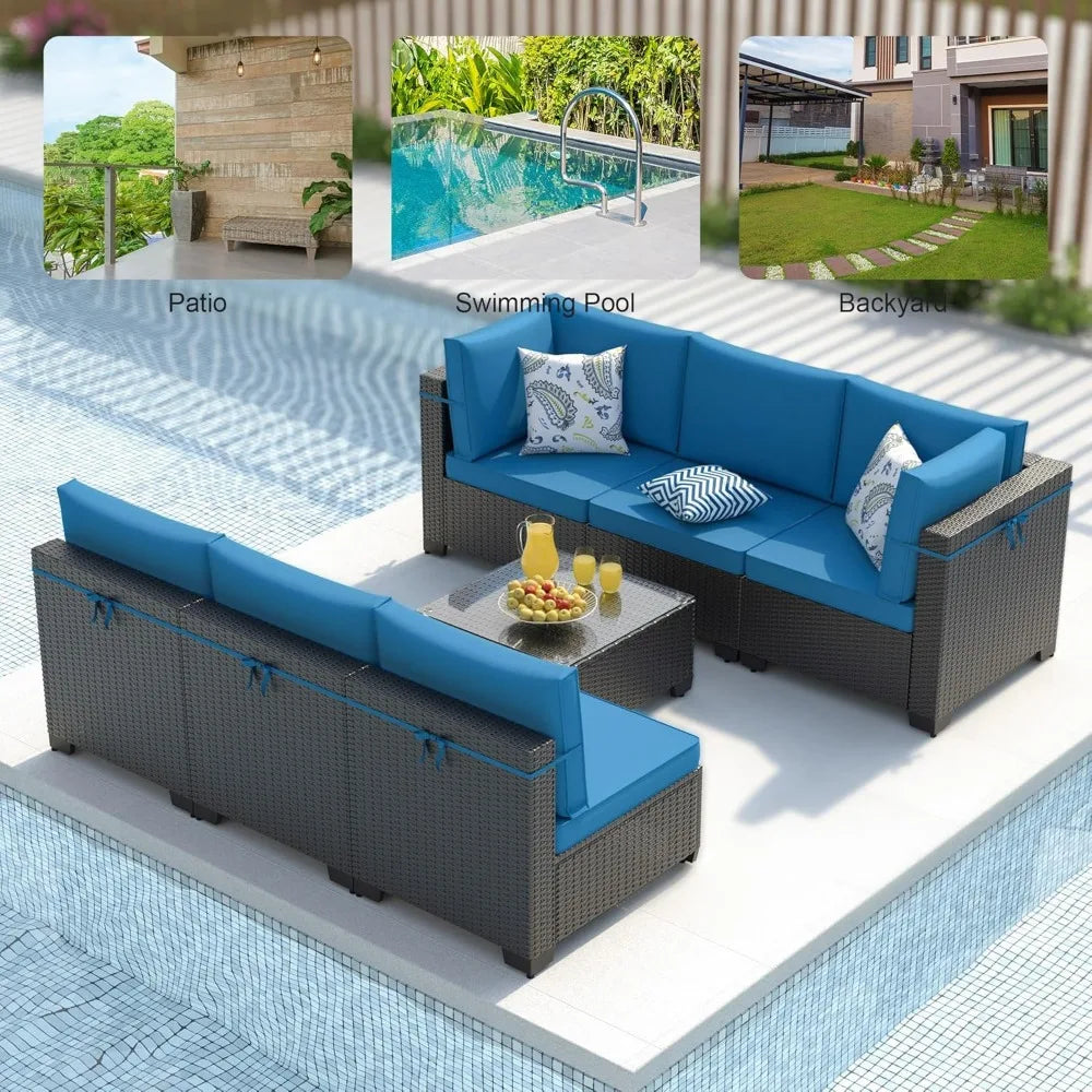 7-Piece Outdoor Wicker Sectional