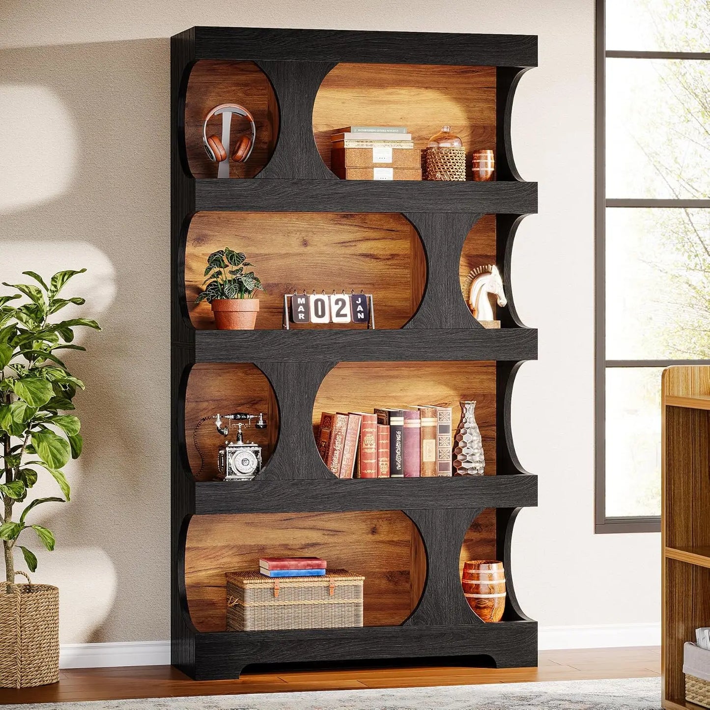 4 Tier Black Bookcase