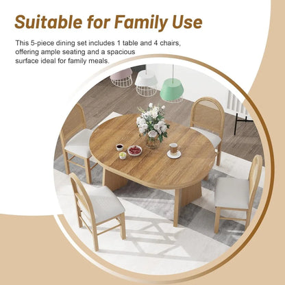 5-Piece Retro Dining Set with Extendable Table