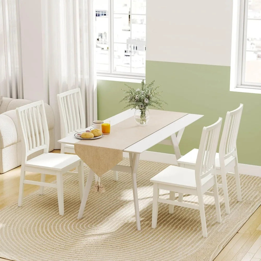 Set of 8 Farmhouse Spindle Back Chairs – White Wood Windsor Dining Side Chairs