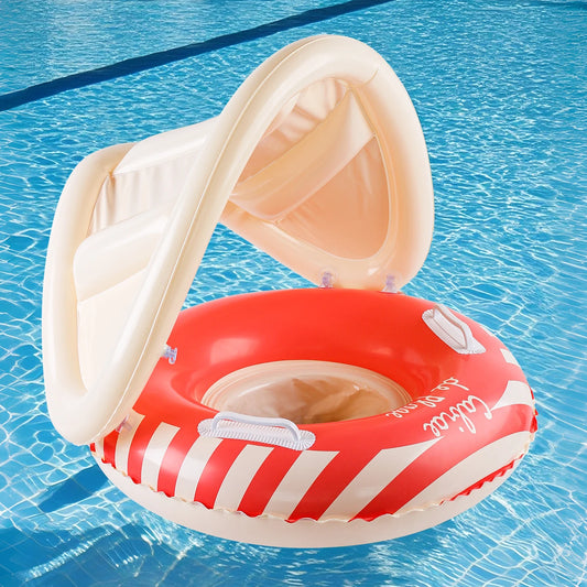 Inflatable swimming float with seat
