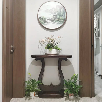 Modern Corner Console Table – Nordic Wooden Entryway Table for Hallways and Living Room Spaces