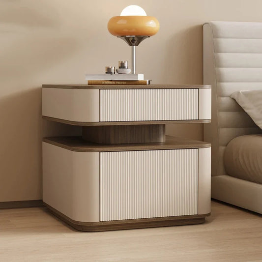 Minimalist Aesthetic Nightstand – Nordic Bedside Table with Drawers and Storage