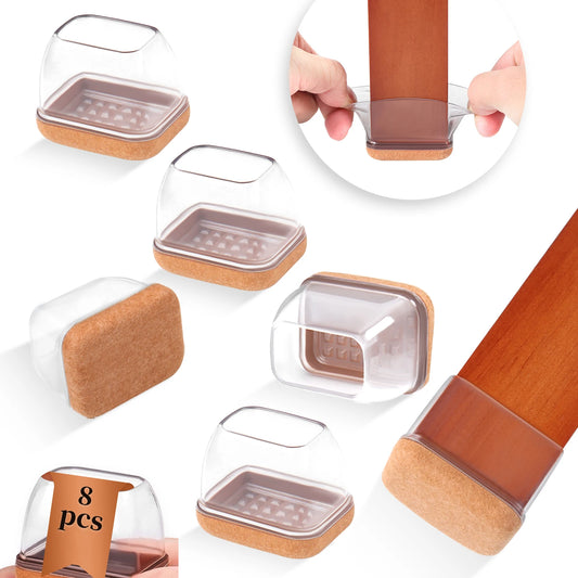 Rectangle Chair Leg Floor Protectors with Felt Pads (8PCS)