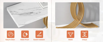 Gold Faux Marble Console