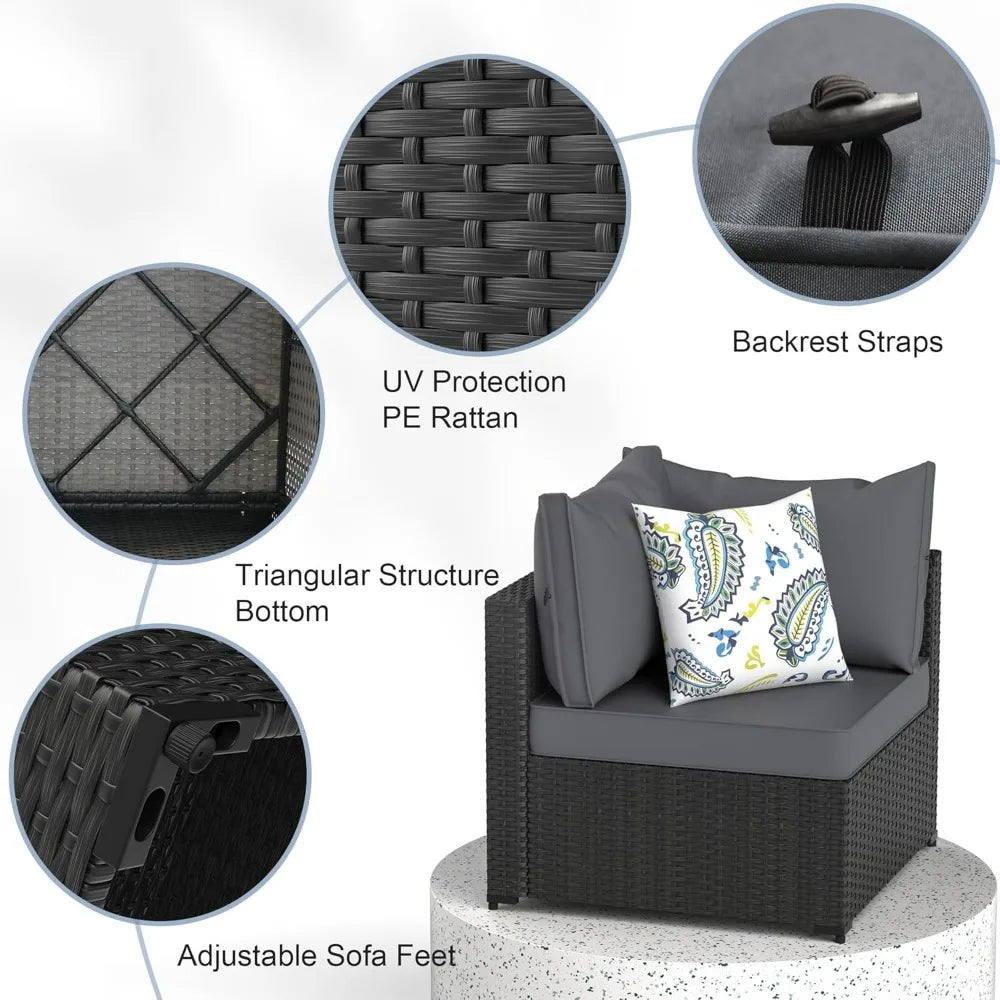 5-Piece Outdoor Wicker Sectional