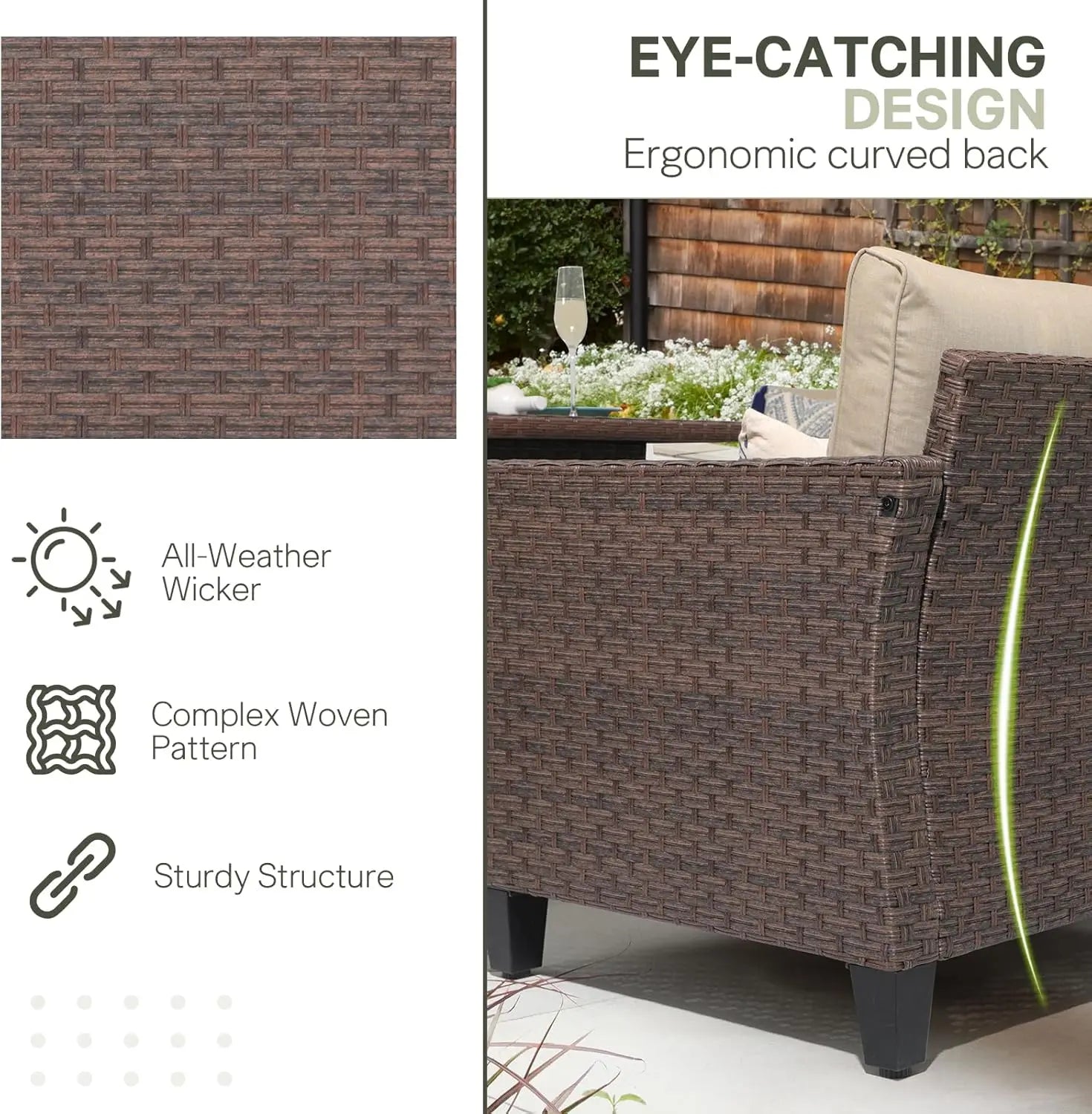 6-Piece Wicker Firepit Set