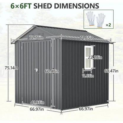 6×6 Outdoor Metal Utility Shed