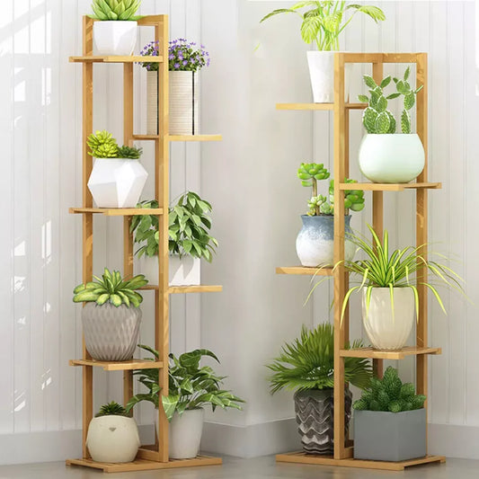 Corner Bamboo Plant Shelf