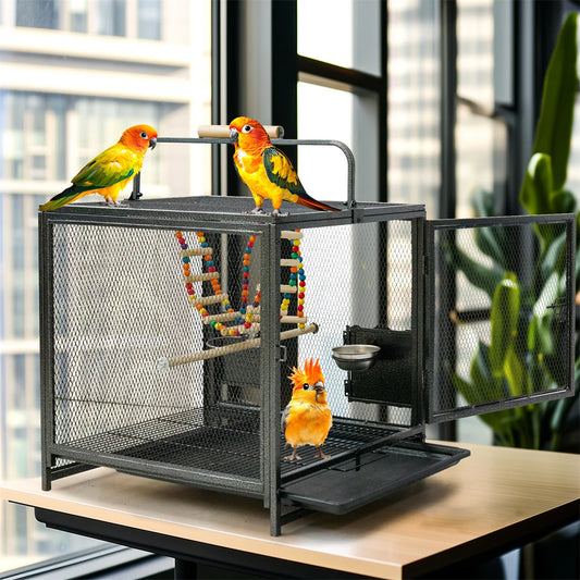 Portable Bird Cage with Hammock and Tray