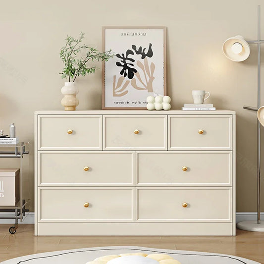Luxury Cream Dresser Cabinet – Modern Premium Hidden Storage with Vintage Handles