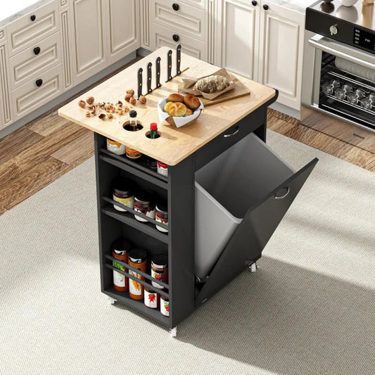 Drop-Leaf Mobile Kitchen Cart