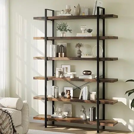 Industrial 6‑Tier Bookshelf