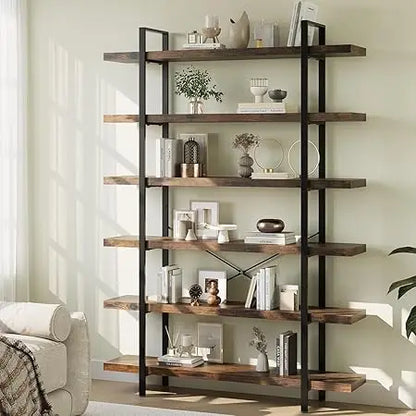 Industrial 6‑Tier Bookshelf