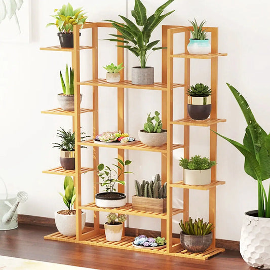 Nine-Tier Bamboo Plant Stand