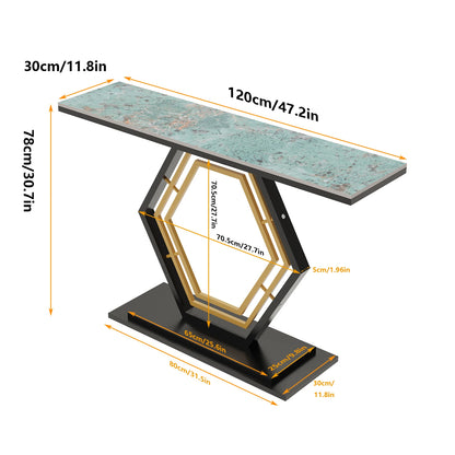 Marble Console Table with Geometric Base