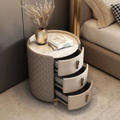 Storage Modern Nightstand – Italian Aesthetic Leather Bedside Table