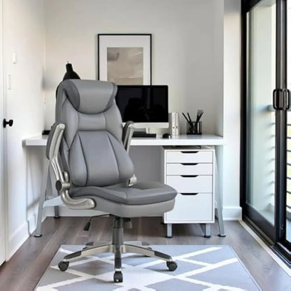 Ergonomic Leather Executive Office Chair – High Back Gray