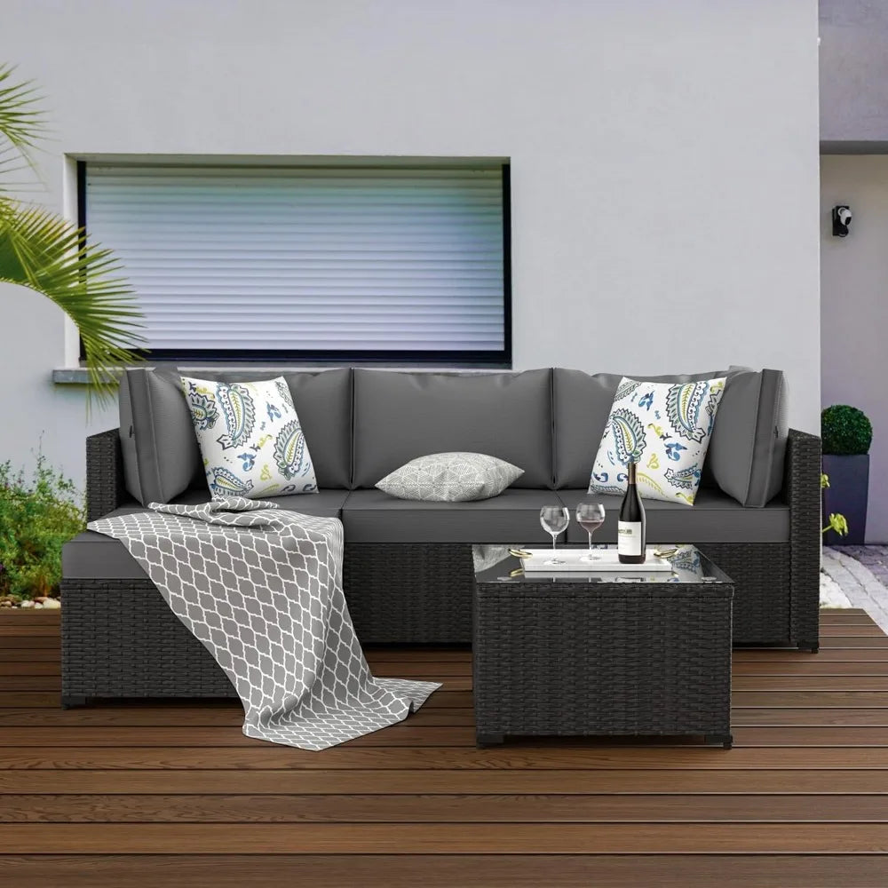 5-Piece Outdoor Wicker Sectional