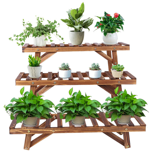 Wood Ladder Plant Shelf