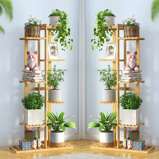 Corner Bamboo Plant Stand