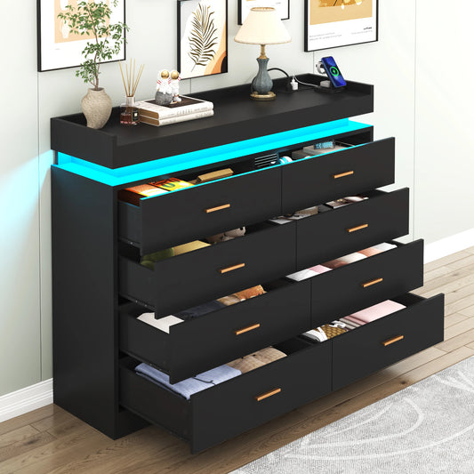 8-drawer chest with LED lighting
