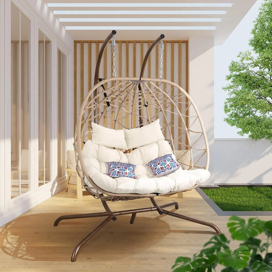 Wicker Double Egg Swing