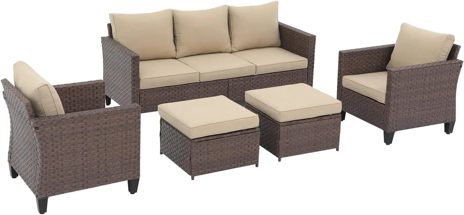 6-Piece Wicker Firepit Set