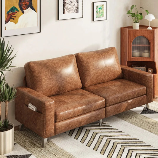 Faux Leather 3-Seater Sofa