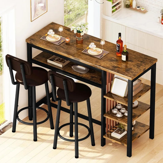 Rustic Bar Dining Set for 2