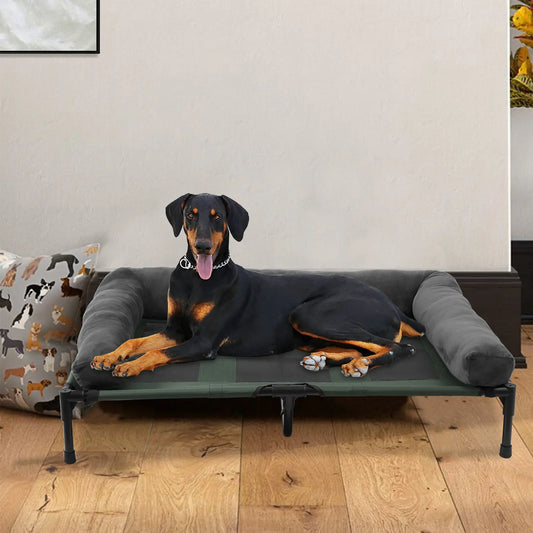 Elevated Cooling Dog Bed with Bolster