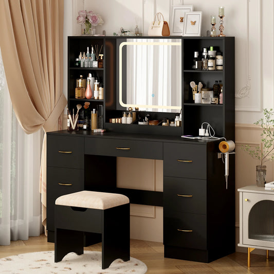 Large makeup table with dressing chair